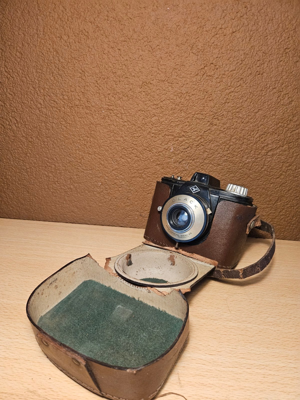 Vintage Agfa Clack camera met lederen tasje, Ophalen of Verzenden, Gebruikt, Compact, Overige Merken