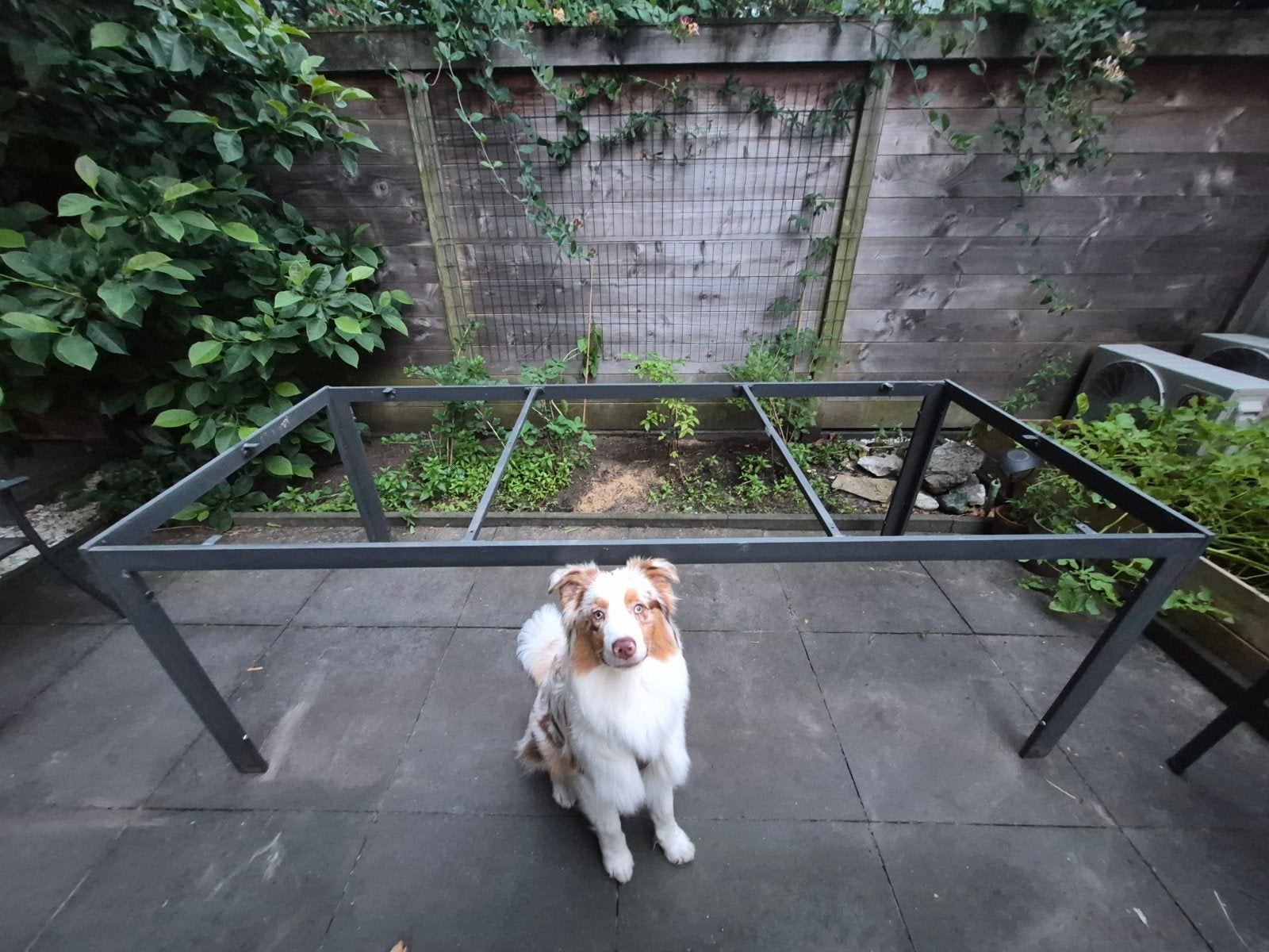 Tuintafel frame met 6 stoelen - Grijs aluminium, Tuin en Terras, Tuinsets en Loungesets, Ophalen, Gebruikt, 6 zitplaatsen, Aluminium