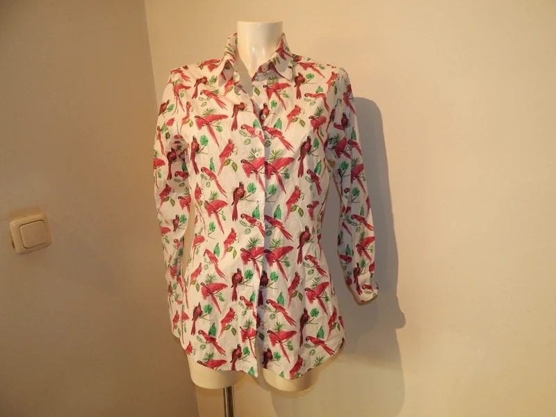 Cavallaro Napoli aparte blouse papegaai vogel print kleur 42, Verzenden, Wit, Zo goed als nieuw, Cavallaro Napoli