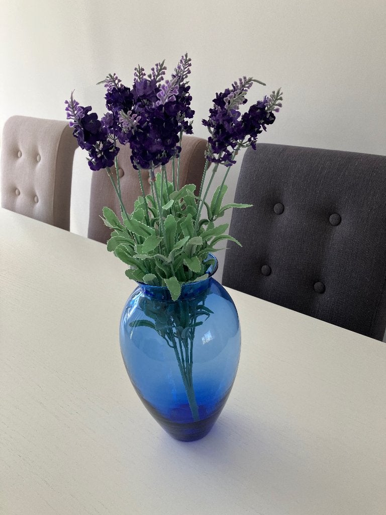 Glazen bloemenvaas kobalt blauw, Ophalen, 26 cm, Blauw, Geschikt voor droogbloemen