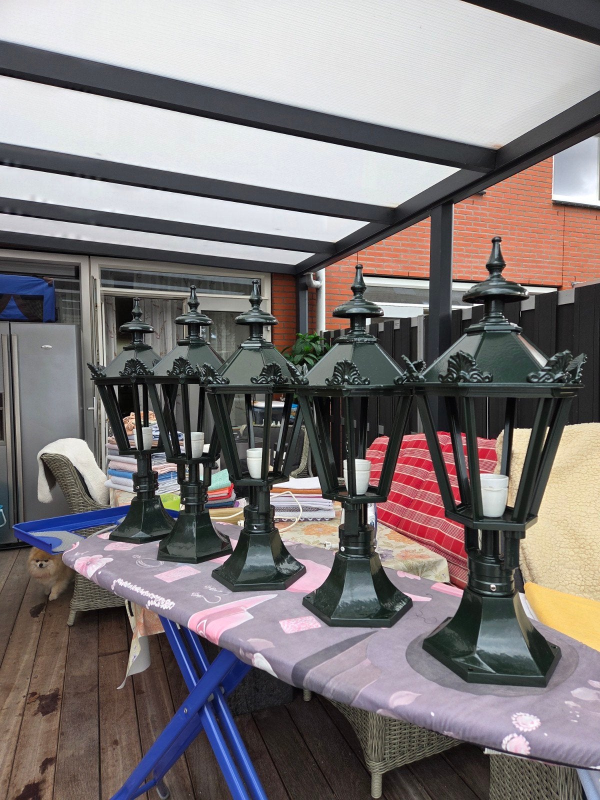 Set van 5 klassieke buitenlampen - donkergroen, Ophalen of Verzenden