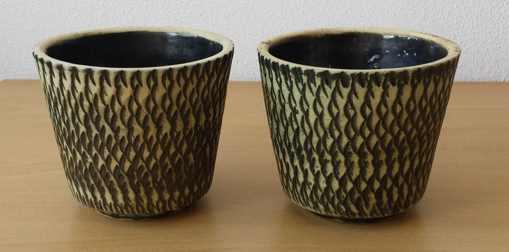2 kleine Bloempotten - retro / vintage, Gebruikt, Rond, Binnen, Ophalen of Verzenden