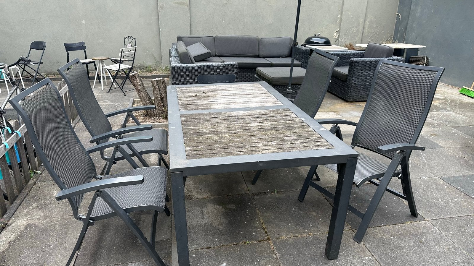 Bellagio tuinset met tafel en 4 stoelen, Ophalen, 4 zitplaatsen, Gebruikt, Eettafel