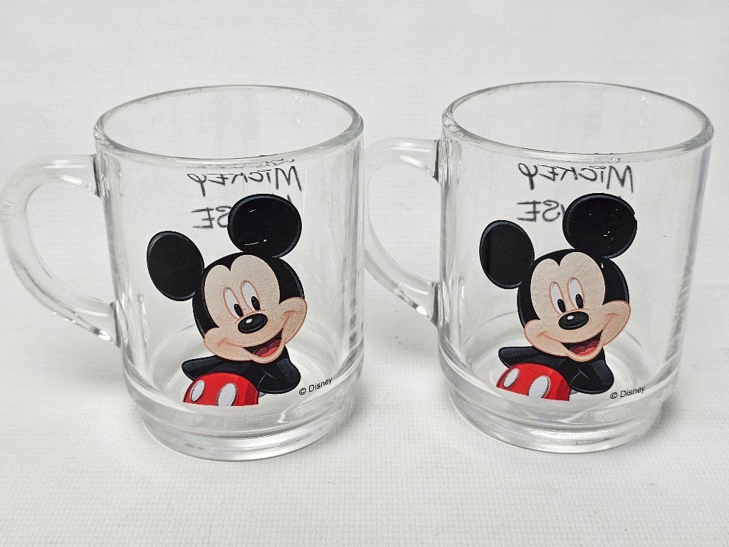 # 2 Mickey Mouse Glazen model 2, Ophalen of Verzenden, Gebruikt, Frisdrankglas