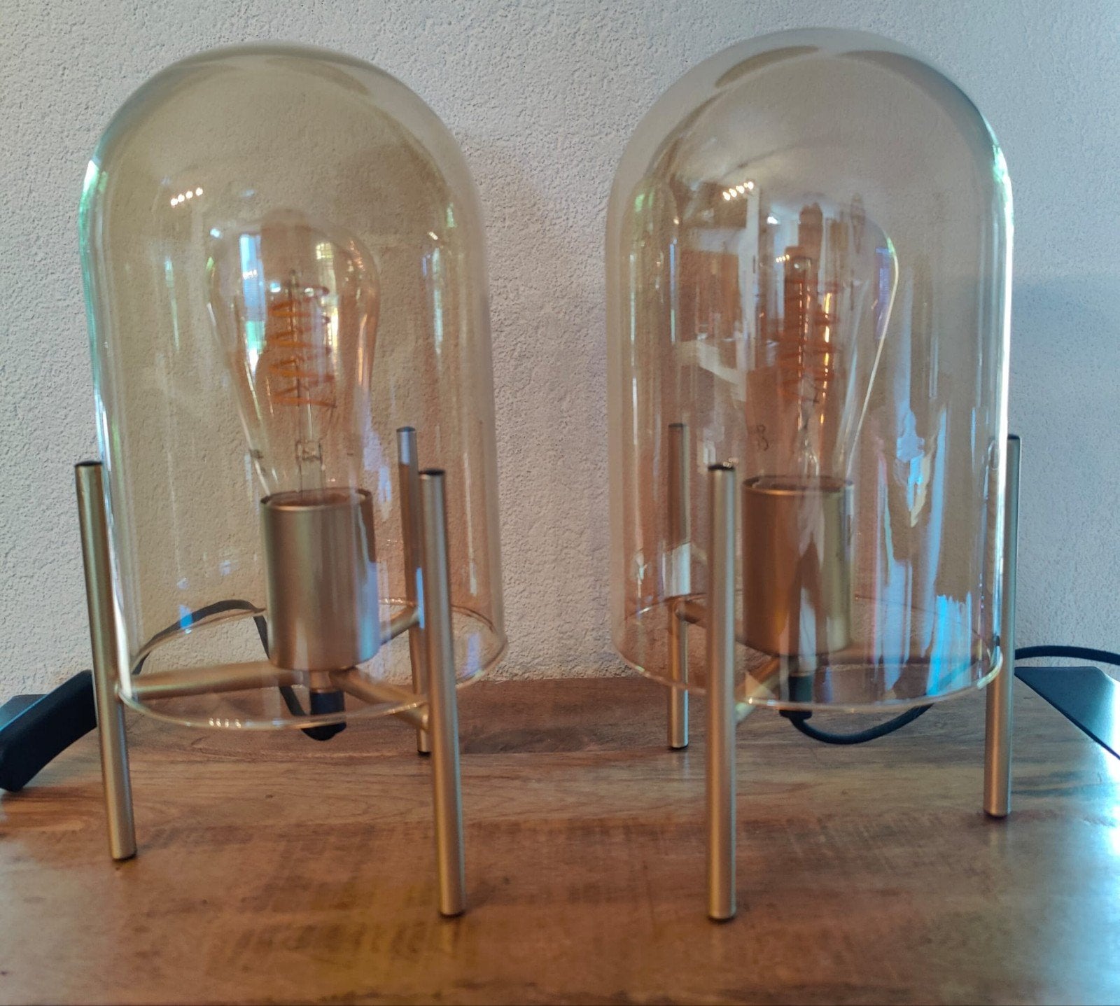 Tafel lampen met glazen kap, Ophalen of Verzenden, Zo goed als nieuw