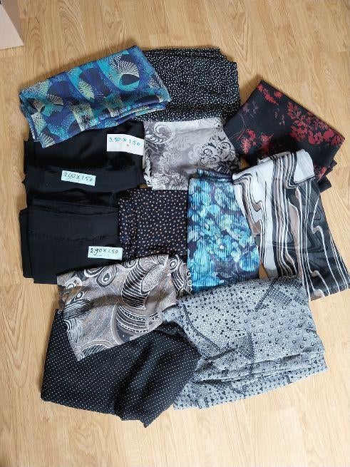 12 coupons voile stoffen, Hobby en Vrije tijd, Stoffen en Lappen, Overige kleuren, 120 cm of meer, 200 cm of meer, Ophalen of Verzenden