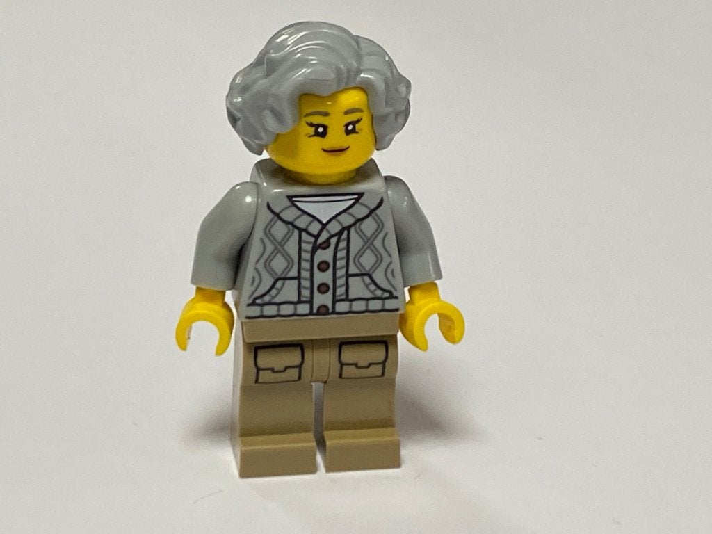 Lego Minifiguur hol326 oudere dame met grijs vest, Overige thema's, Lego, Nieuw, Ophalen of Verzenden