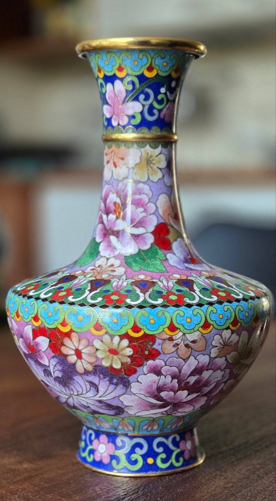 Prachtige Cloisonné Vaas met Bloemmotieven, Ophalen of Verzenden
