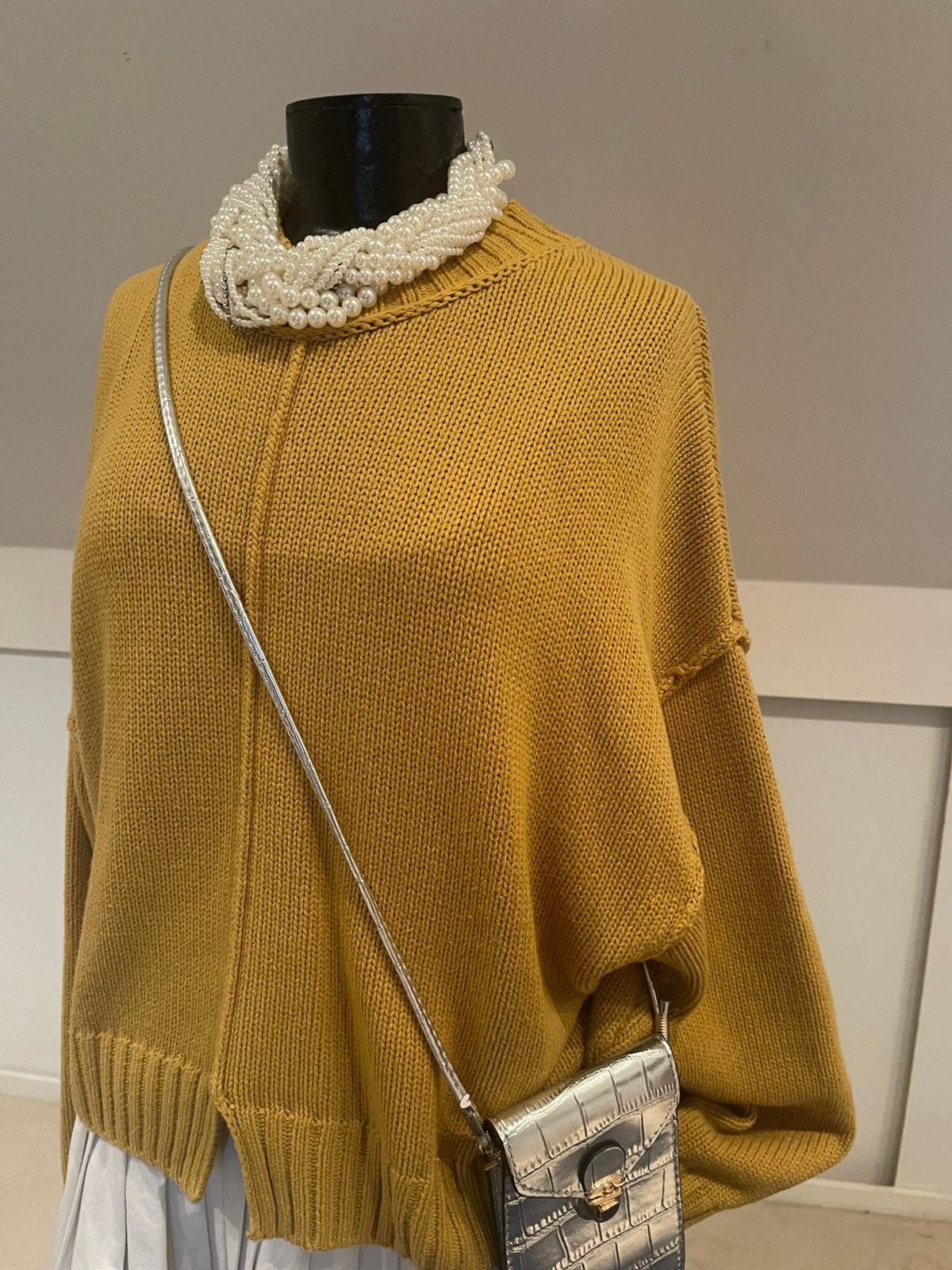 Trendy okergele trui, oversized model, Ophalen of Verzenden, Zo goed als nieuw, Maat 38/40 (M), Geel