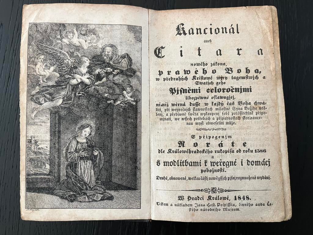 Tsjechisch religieus lied- en gebedenboek uit 1848, Antiek en Kunst, Ophalen of Verzenden