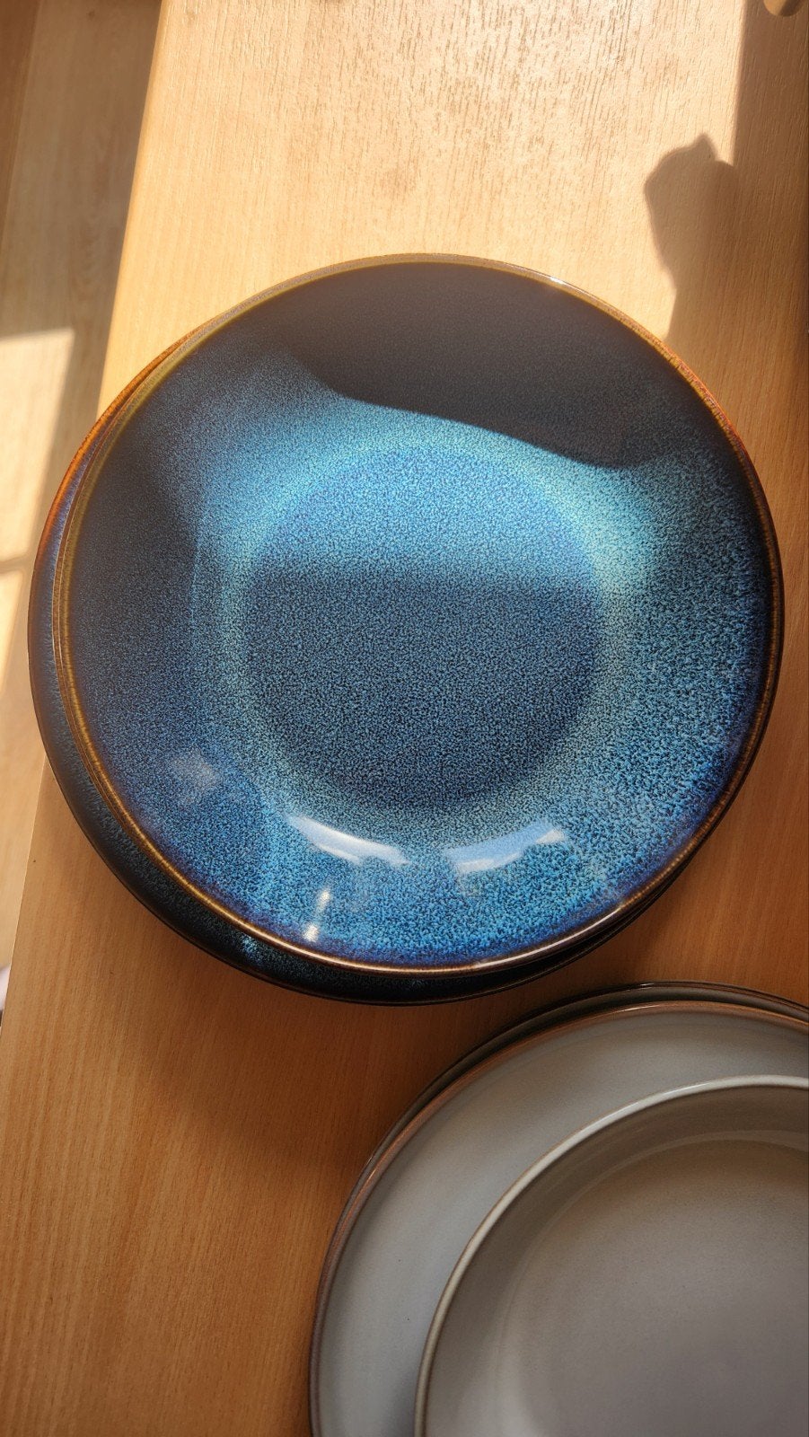 IKEA blauwe 4 platte borden, 4 gebogen borden / 8 IkeaPlates, Gebruikt, Keramiek, IKEA, Ophalen of Verzenden