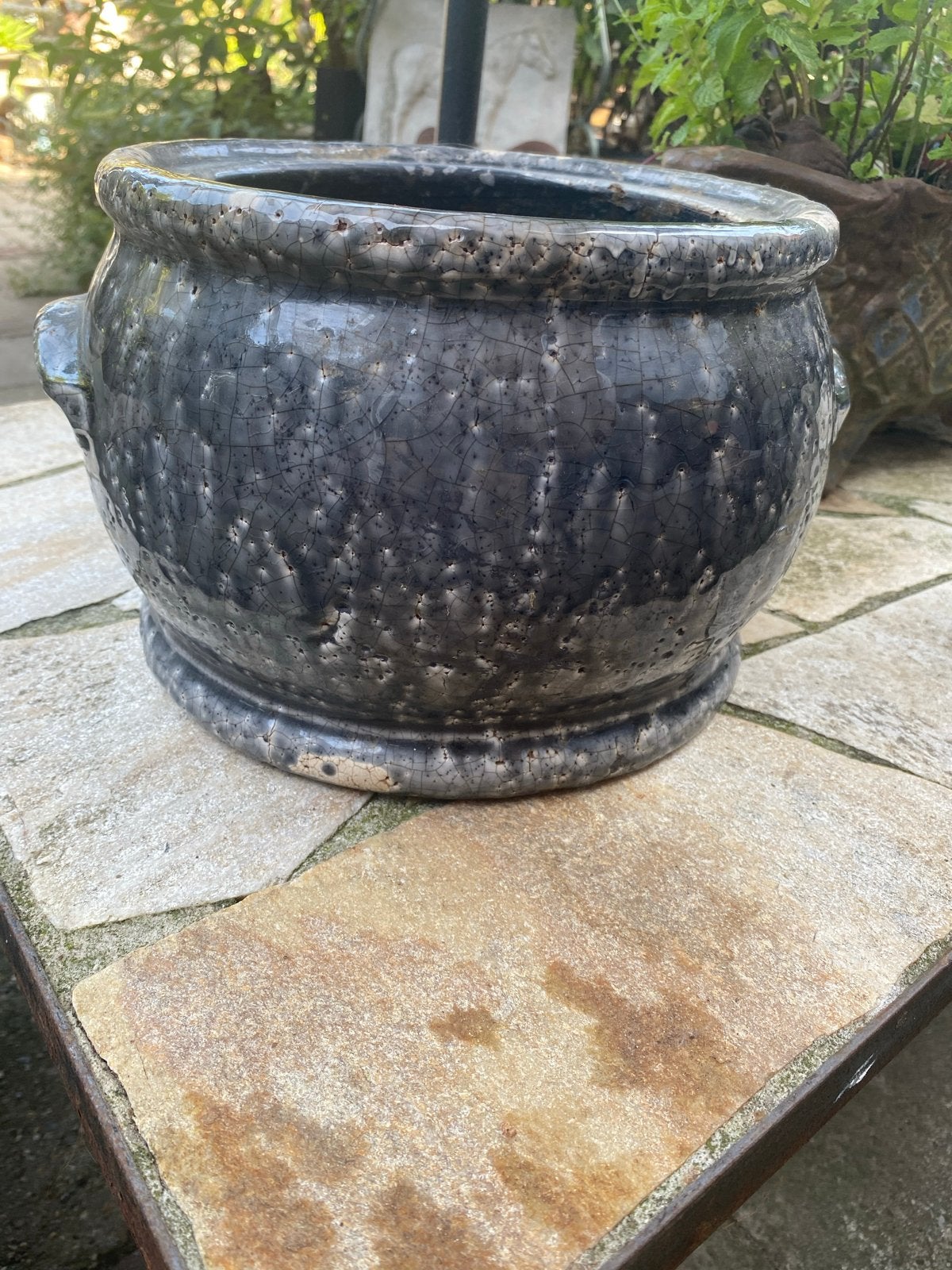 Prachtige Brynxz Couloune bloempot - Grijs/Zwart geglazuurd, Ophalen, Gebruikt, 40 cm of meer, Rond