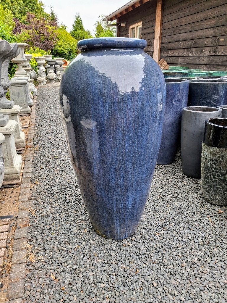 Hele grote aparte geglazuurde pot/vaas antic bleu., Tuin en Terras, Bloembakken en Plantenbakken, Ophalen, Overige materialen