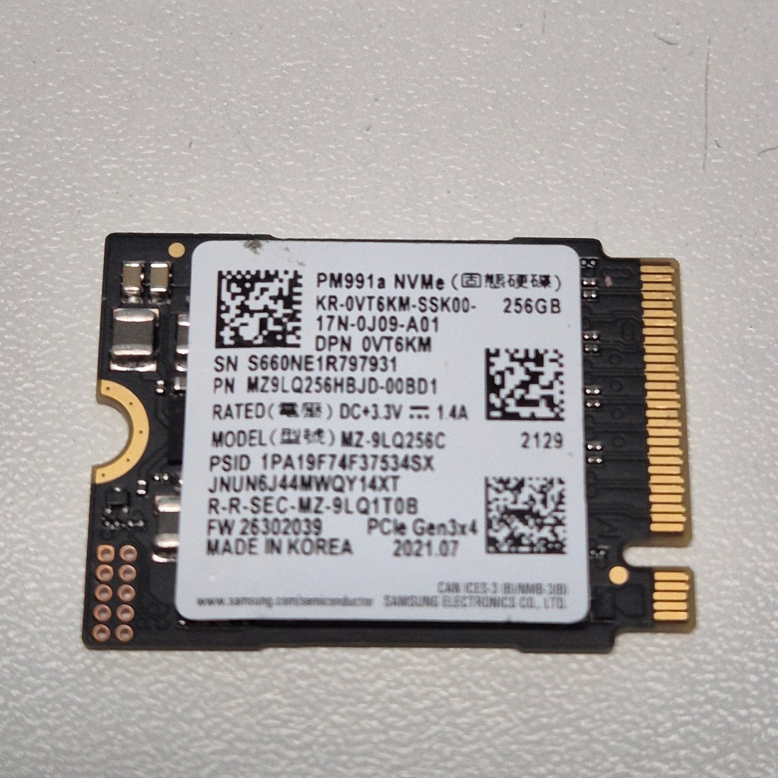 Samsung PM991A 256GB Nvme SSD 2230, Intern, Gebruikt, 256GB, Verzenden