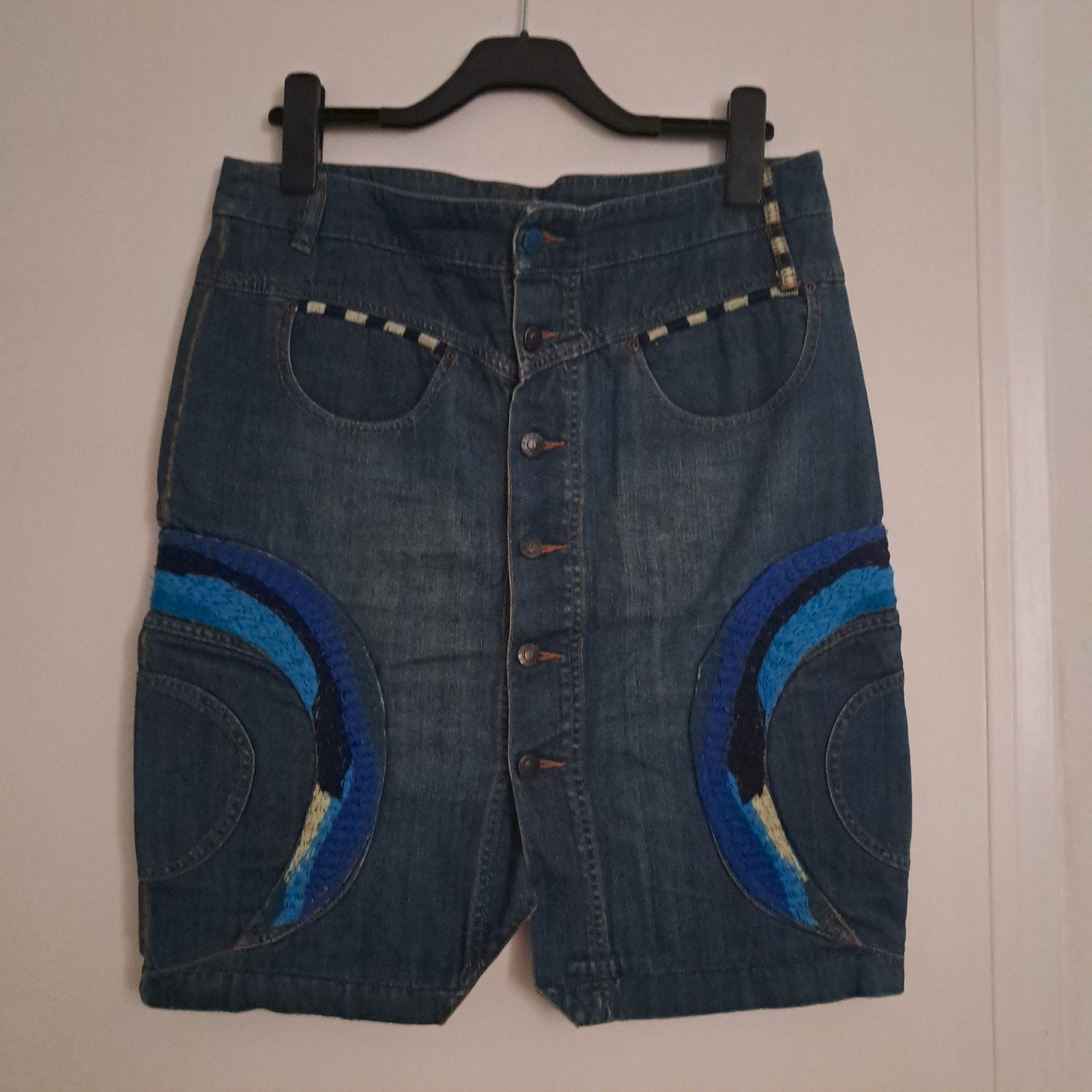 Vintage Oilily spijkrrok, maat 42, Ophalen of Verzenden, Gedragen, Blauw, W33 - W36 (confectie 42/44)