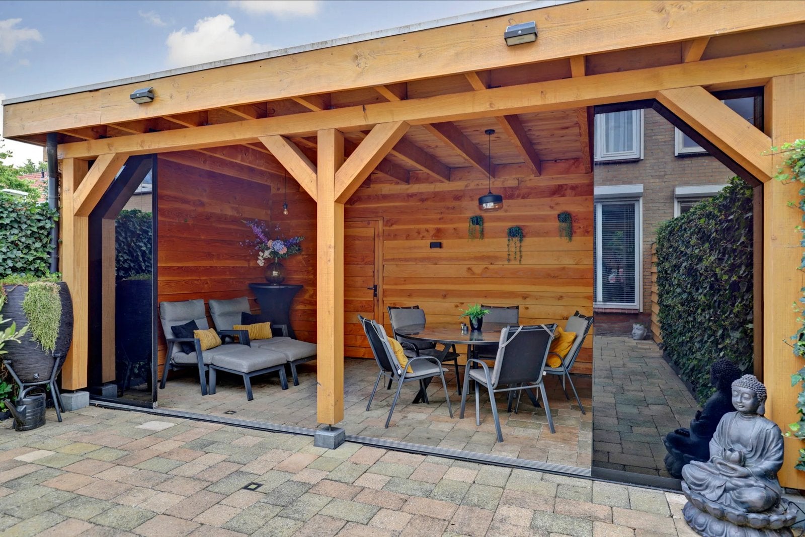 Luxe Overkapping met Glazen Schuifwand (6m x 3m), Tuin en Terras, Overkappingen, Ophalen, Gebruikt, Veranda