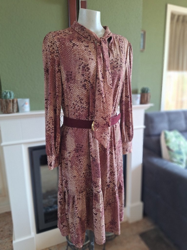 K-design oud roze beige slangenprint L met suède riem, K-design, Verzenden, Beige, Maat 42/44 (L)