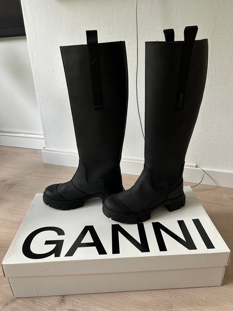 Ganni laarzen zwart lang, Verzenden, Nieuw, Zwart, Hoge laarzen