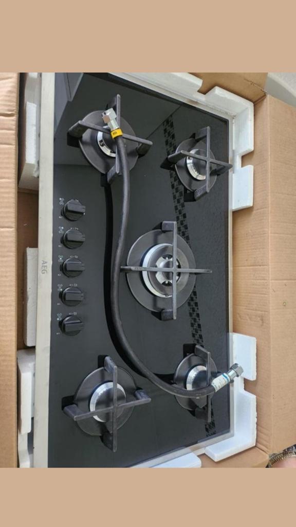 AEG inbouw gaskookplaat 90 cm zwart zgan, Gebruikt, Ophalen of Verzenden, Energieklasse A of zuiniger, Inbouw