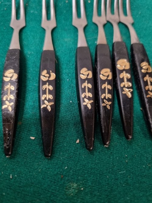 cocktailprikkers vintage met bloem zwart, Ophalen of Verzenden, 'T Olde Gre-j, Info@toldegrej.nl, Endepoelstraat 20f Didam