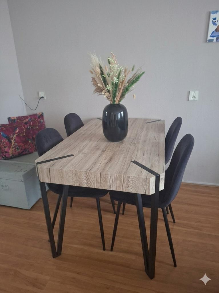 Nieuwstaat | Home Decor industriële tafel met eikenhout, Huis en Inrichting, Tafels | Eettafels, Eikenhout, Ophalen of Verzenden