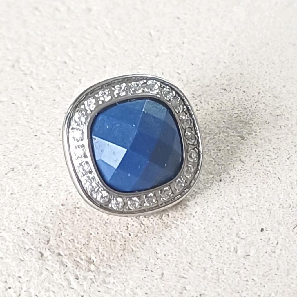 Zilverkleurige Melano vivid border cz lapis lazuli 10mm, Verzenden, Nieuw