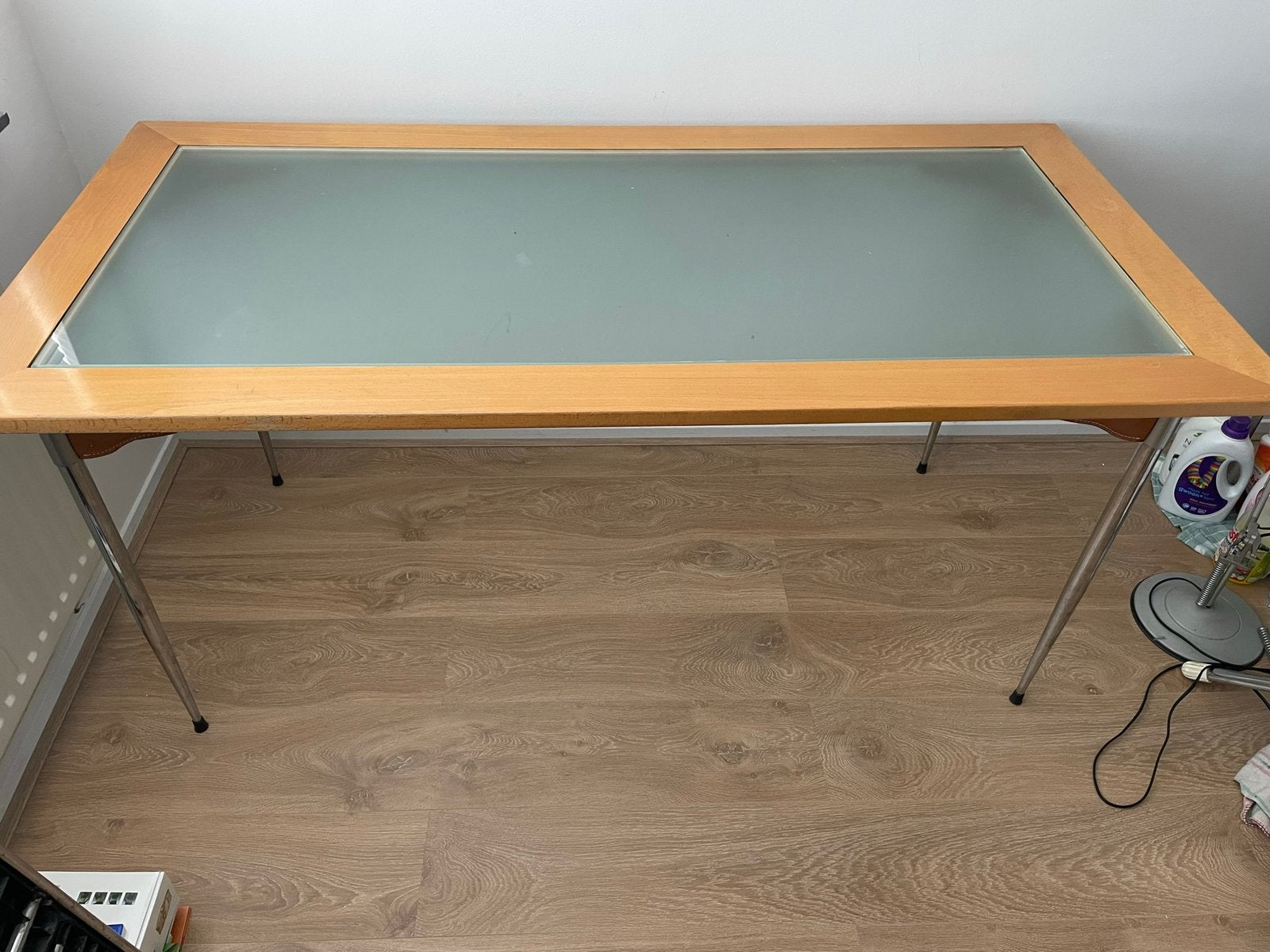 Design bureau hout/glas 160x80 cm, Ophalen, Overige typen, 160 cm, Gebruikt