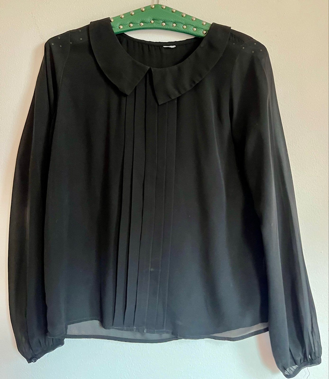 Zwarte blouse met Peter Pan kraag - Maat 40, Ophalen of Verzenden, Gedragen, Maat 38/40 (M), Zwart