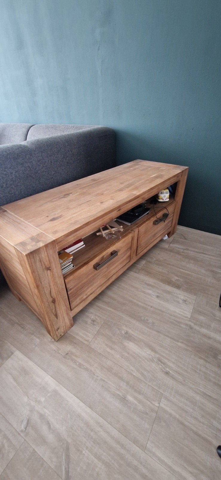 Teakhouten Tv-meubel Lorenzo van Tower Living (13 jaar oud), Ophalen, Landelijk, Industrieel, Robuust, Gebruikt, Minder dan 100 cm