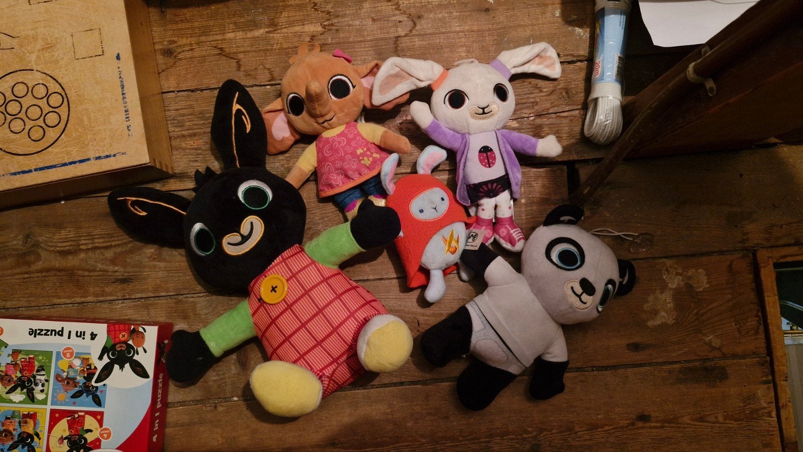 Bing Knuffels Set: Bing, Sula, Coco, Hoppity, Pando & Flop, Overige karakters, Ophalen of Verzenden, Gebruikt, Met geluid