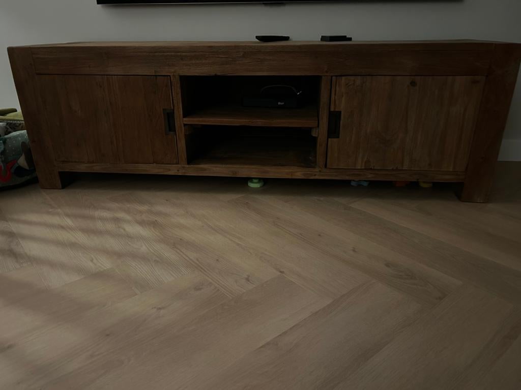 Teak televisiemeubel 160 x 44 x 50, Ophalen, 25 tot 50 cm, 150 tot 200 cm, Minder dan 100 cm
