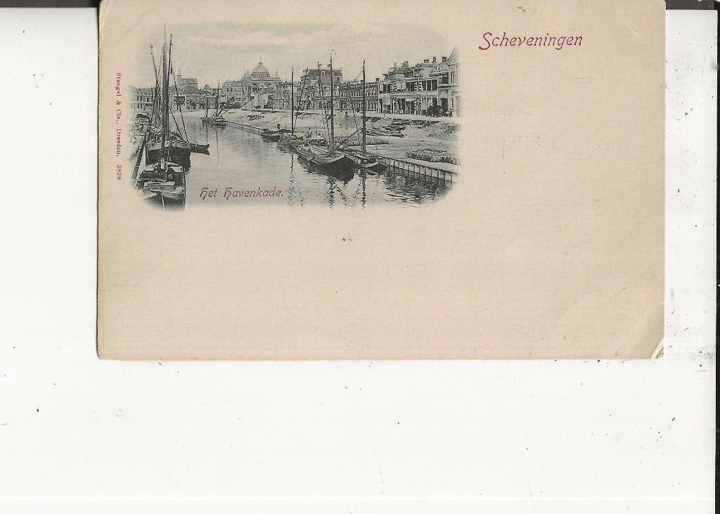 Scheveningen Havenkade met vrachtschuiten 1899, Ophalen of Verzenden, Voor 1920, Gelopen, Zuid-Holland