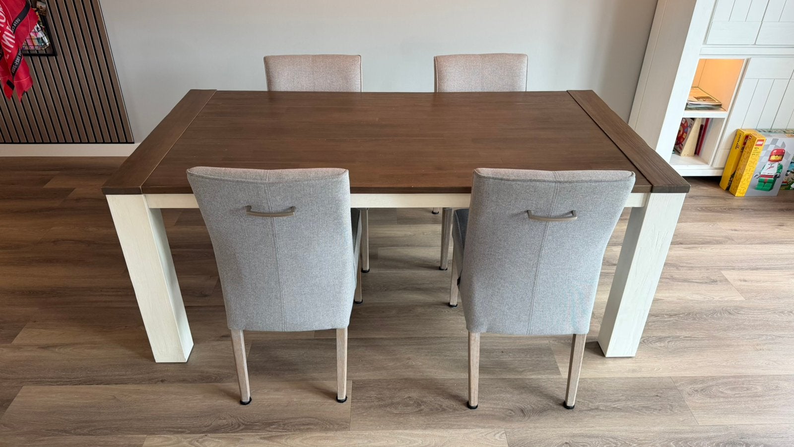 Deaumain houten eettafel 190x100 uitgeschoven 250x100, Ophalen, Gebruikt, 50 tot 100 cm, 150 tot 200 cm