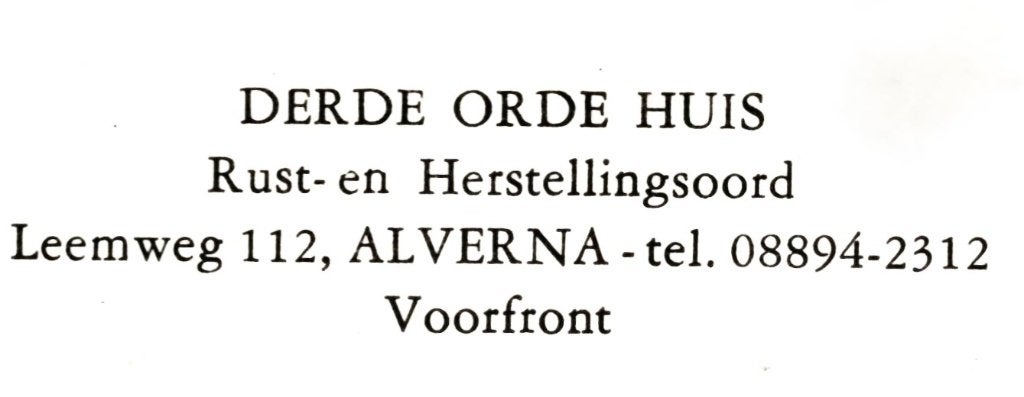 968890	Alverna	Gld 1968 Leemweg 112	Derde Orde Huis, Ophalen of Verzenden, 1960 tot 1980, Gelopen, Gelderland