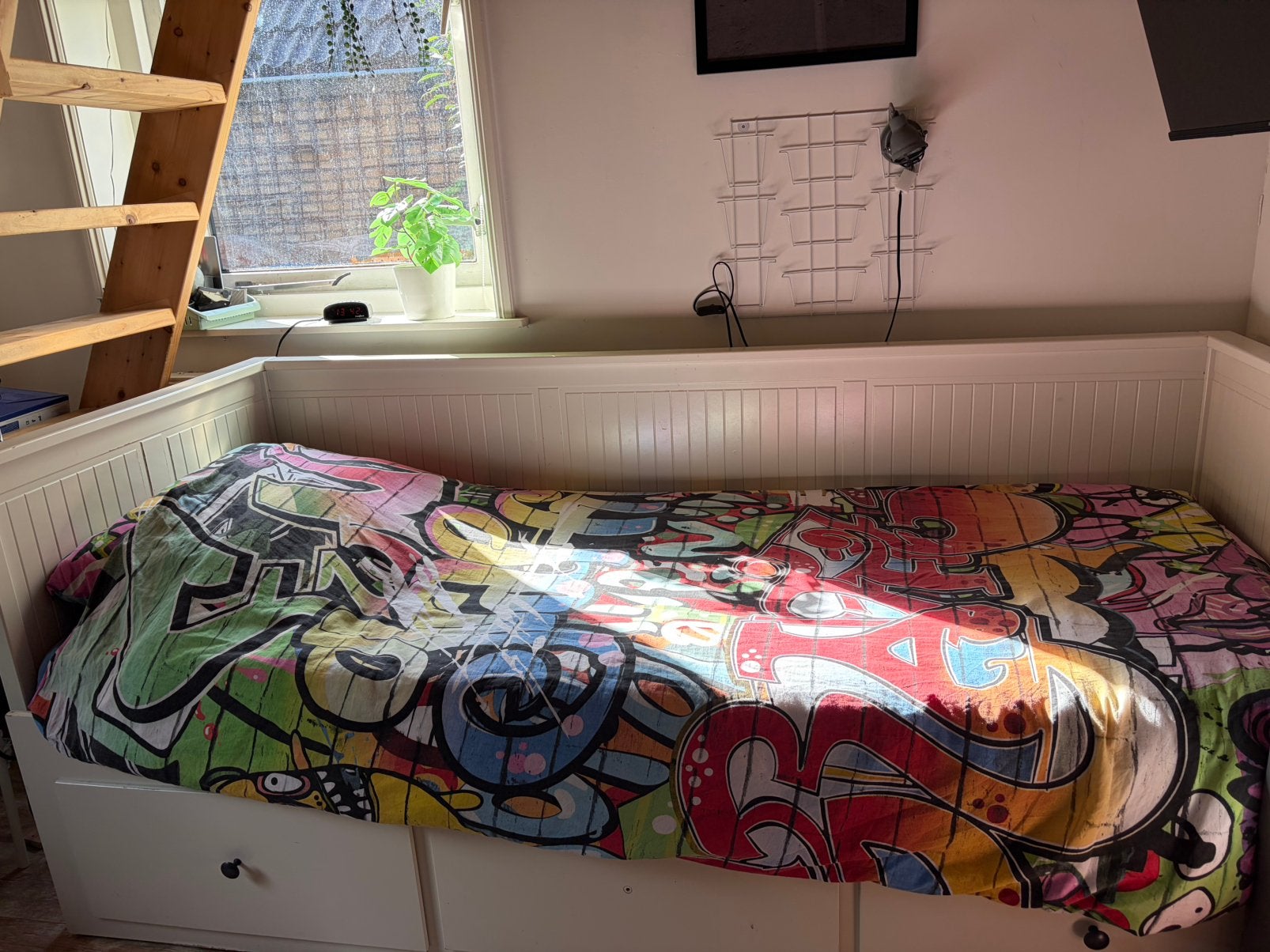 IKEA Hemnes bedbank met 3 lades, incl. lattenbodem en matras, Ophalen, Gebruikt, Eenpersoons, Wit