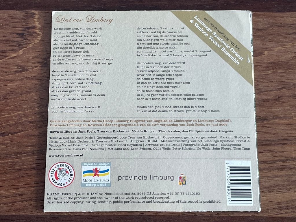 Cd Single Rowwen Heze Lied Vur Limburg, Ophalen of Verzenden, Gebruikt, Nederlandstalig