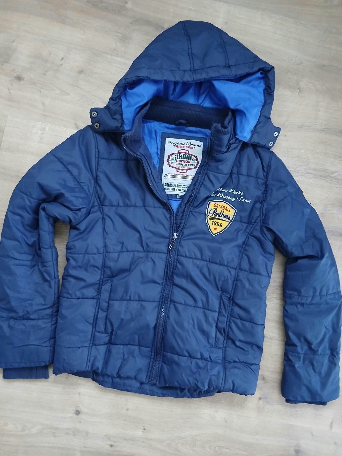 164/170 Akmo winterjas blauw jongen, Ophalen of Verzenden, Jongen, Jas