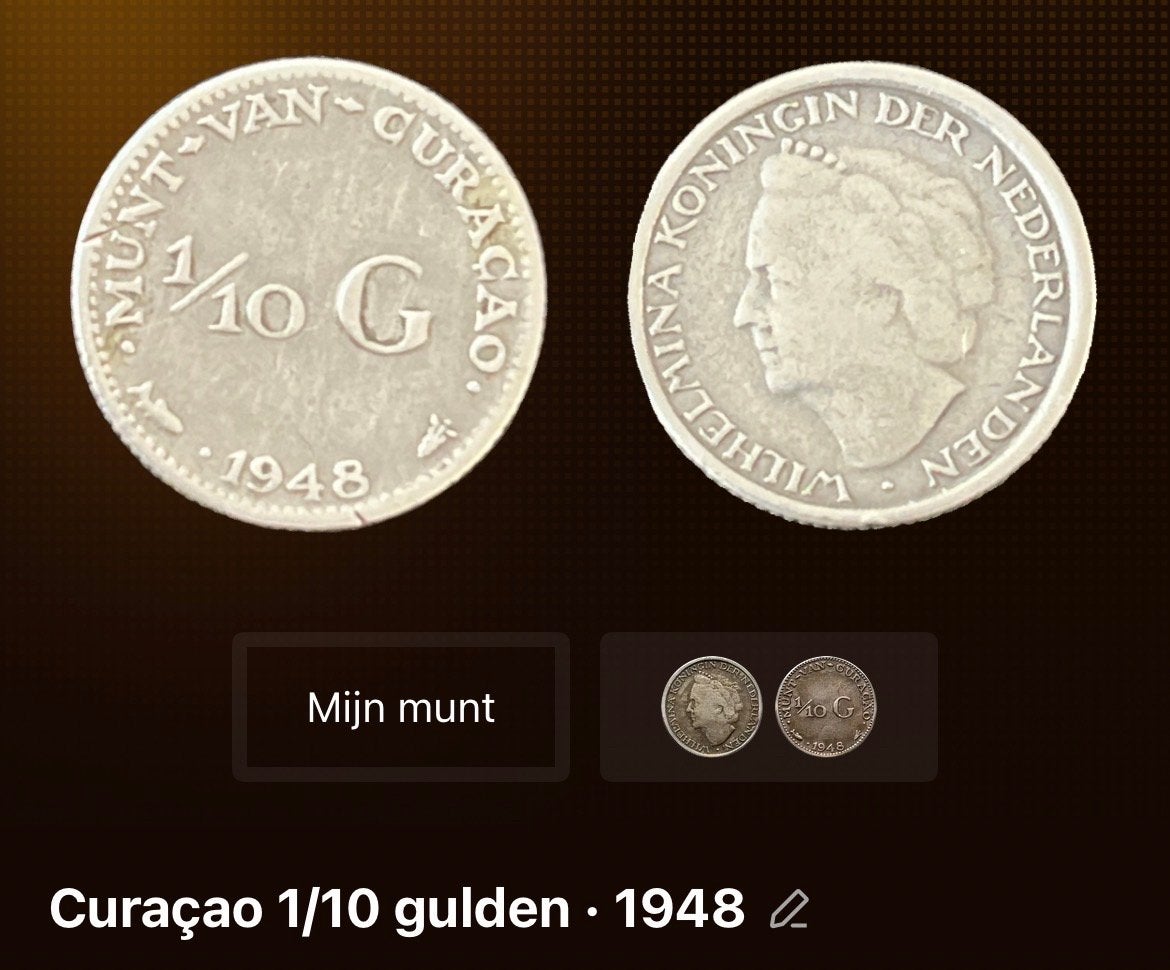 Curaçao 1/10 Gulden 1948 - Koningin Wilhelmina, Ophalen of Verzenden, Koningin Wilhelmina, Overige waardes, Losse munt