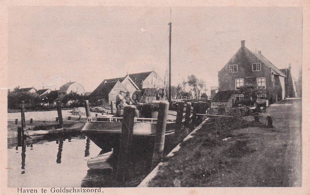 Goidschalxoord - de haven met schip (rond 1925), Ophalen of Verzenden, 1920 tot 1940, Gelopen, Zuid-Holland