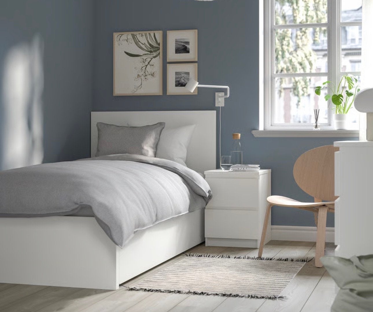 IKEA MALM bed met opberglades + lōnset lattebodem 90x200, Ophalen, Overige materialen, Gebruikt, 90 cm