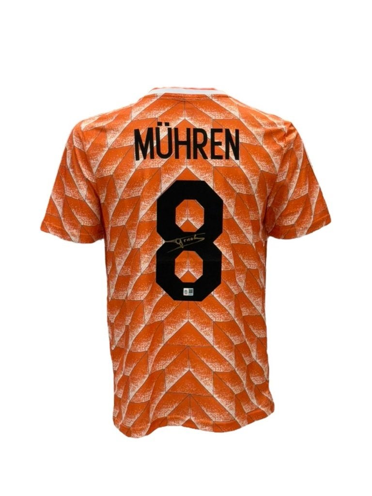 Arnold Mühren Nederland 1988 gesigneerd thuis shirt, Soccersignings.nl, Shirt, Ophalen of Verzenden, Zo goed als nieuw