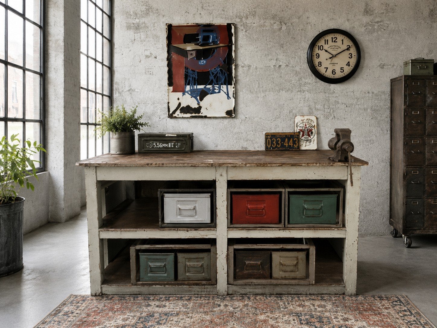 Robuuste Vintage Werkbank - Werktafel, Ophalen