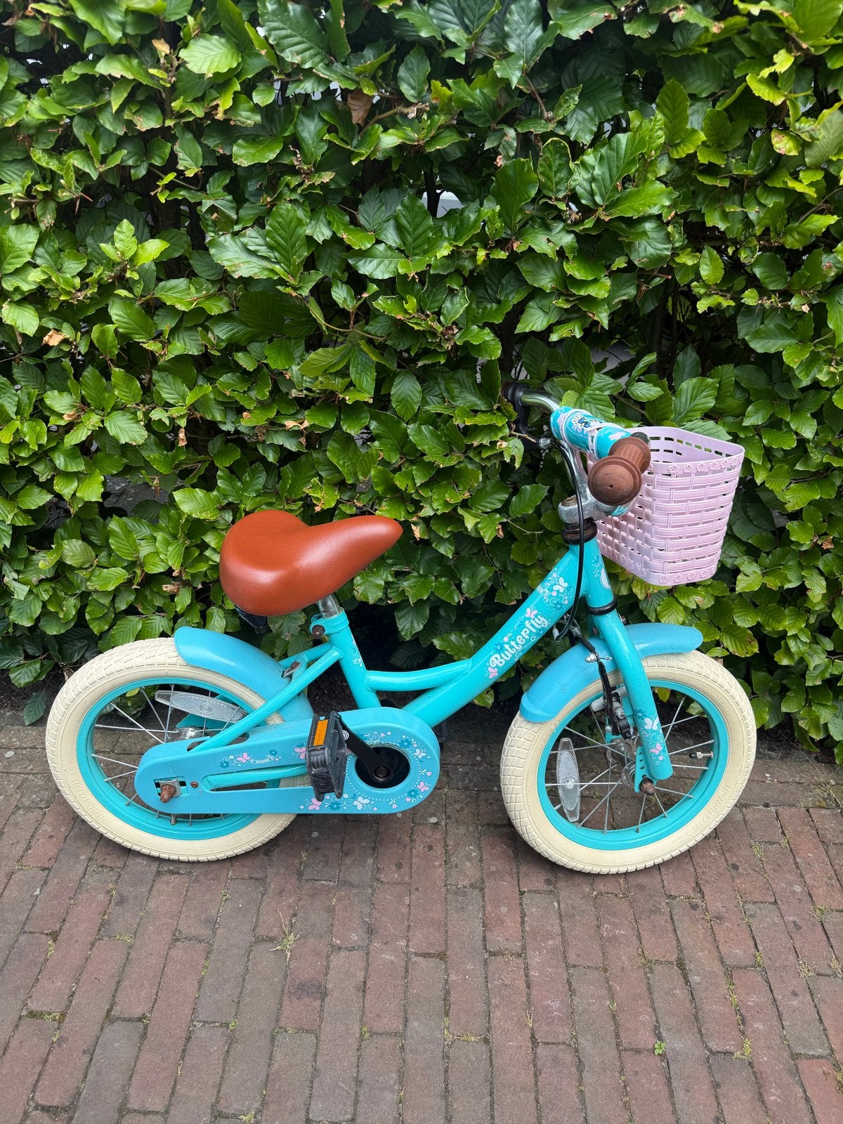 Nogan Butterfly 14 inch Meisjesfiets Turquoise, Ophalen, Terugtraprem, 14 inch of minder, Handrem