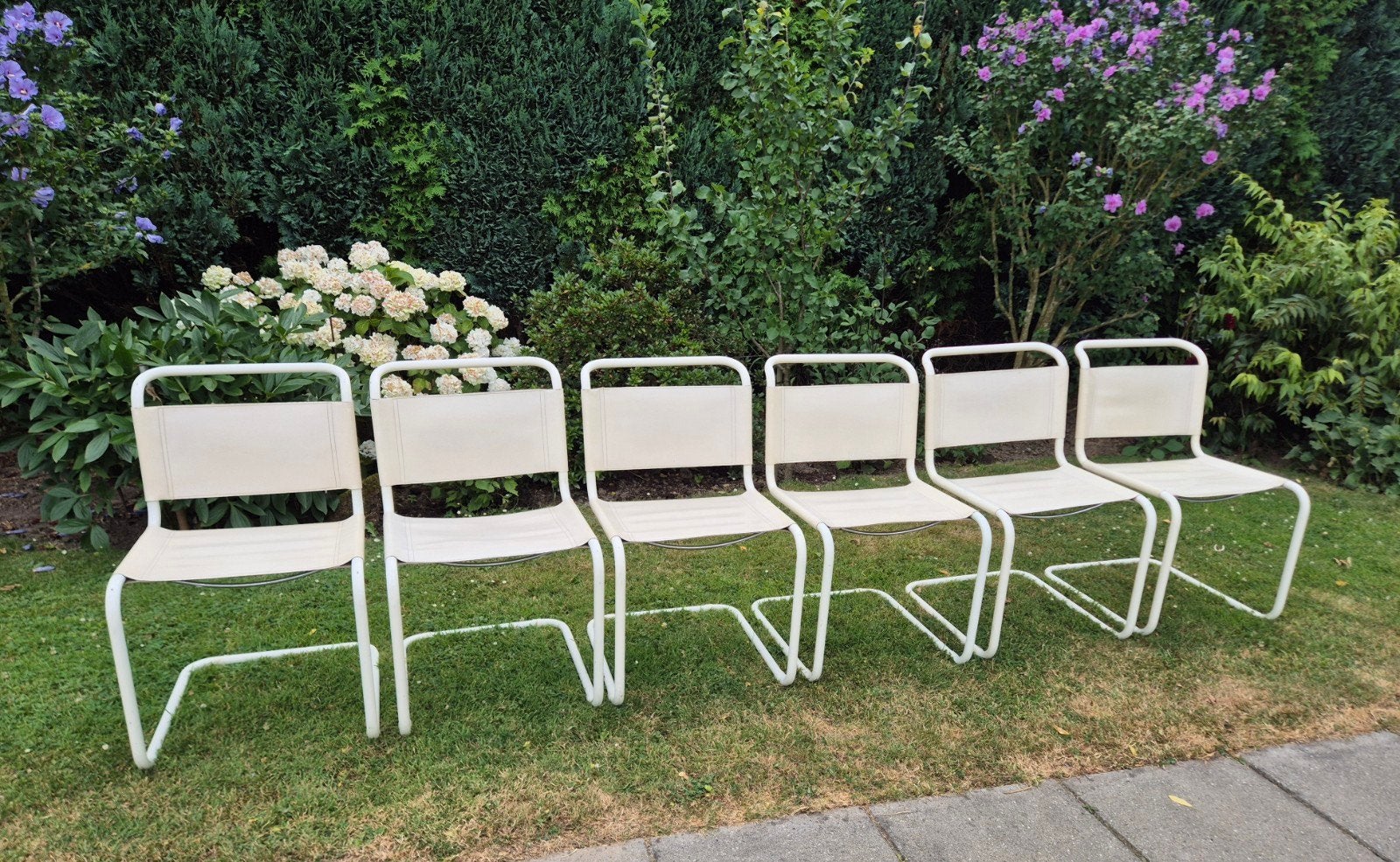 6x vintage Thonet S33 stoelen van Mart Stam 1980, Huis en Inrichting, Stoelen, Ophalen, Gebruikt, Bruin, Leer