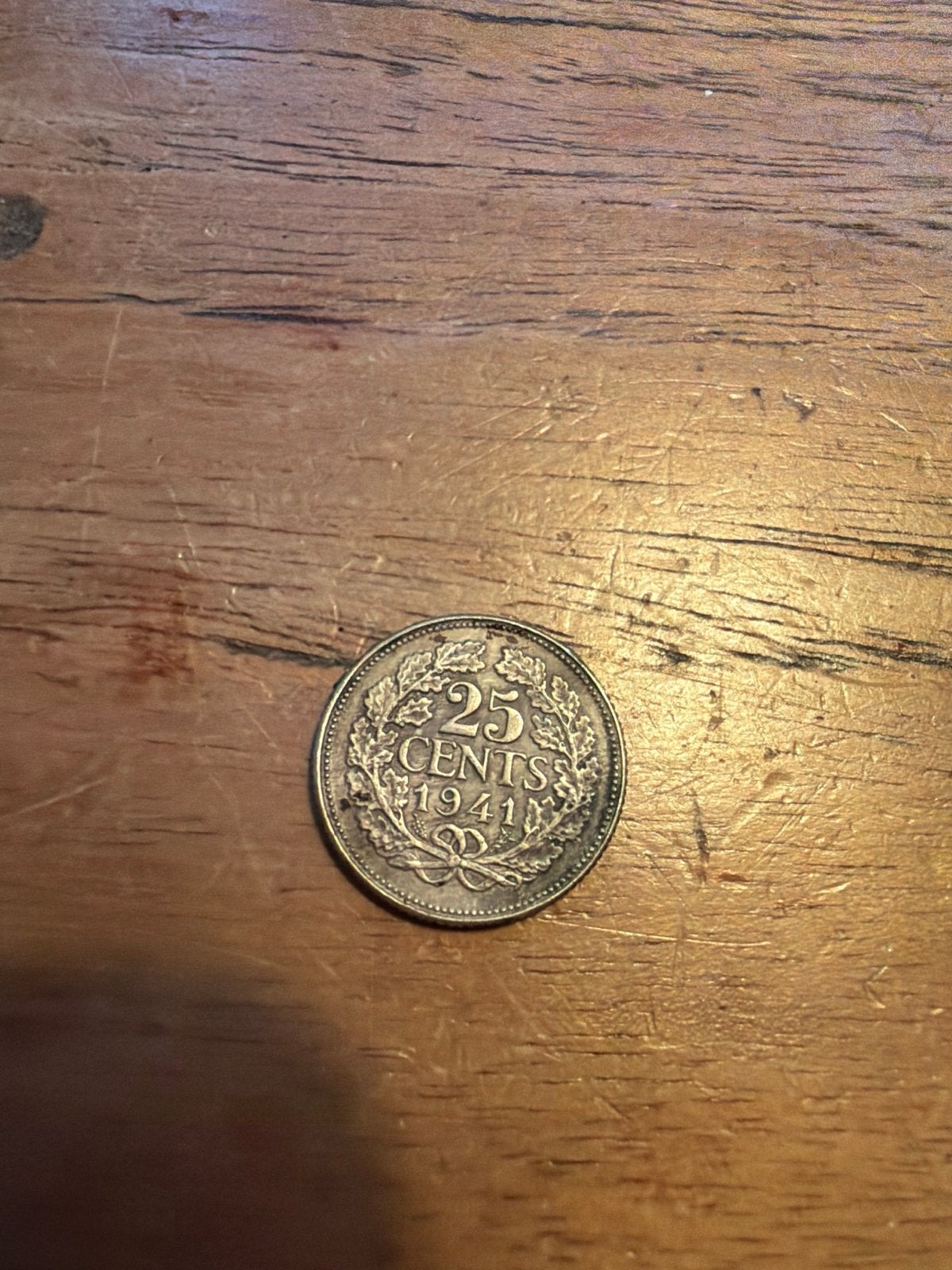 Zilveren 25 Cent Munt 1941 Koningin Wilhelmina, Ophalen, Zilver, 25 cent, Koningin Wilhelmina