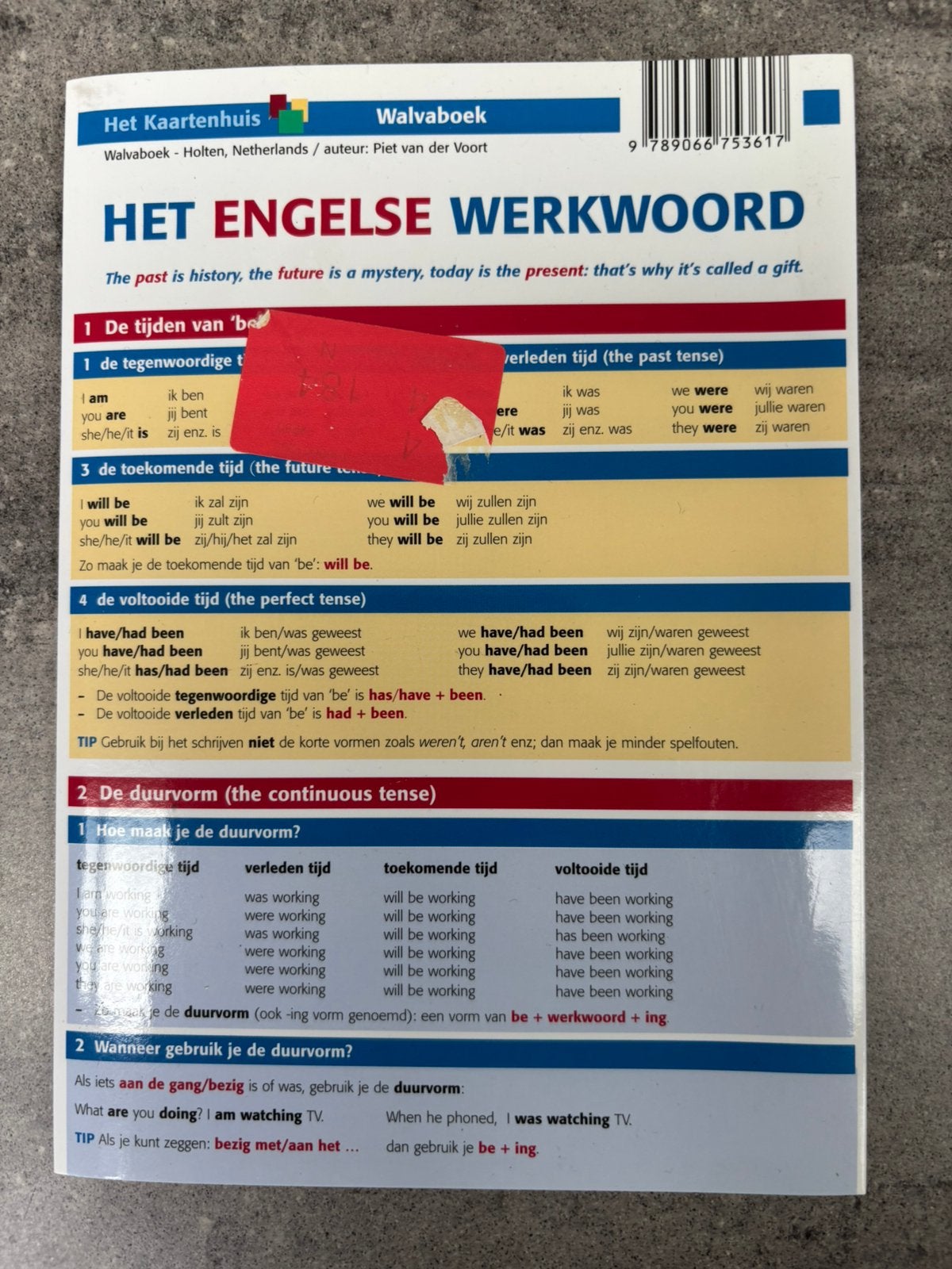 Engelse werkwoord kaart Walva, Ophalen of Verzenden, Zo goed als nieuw