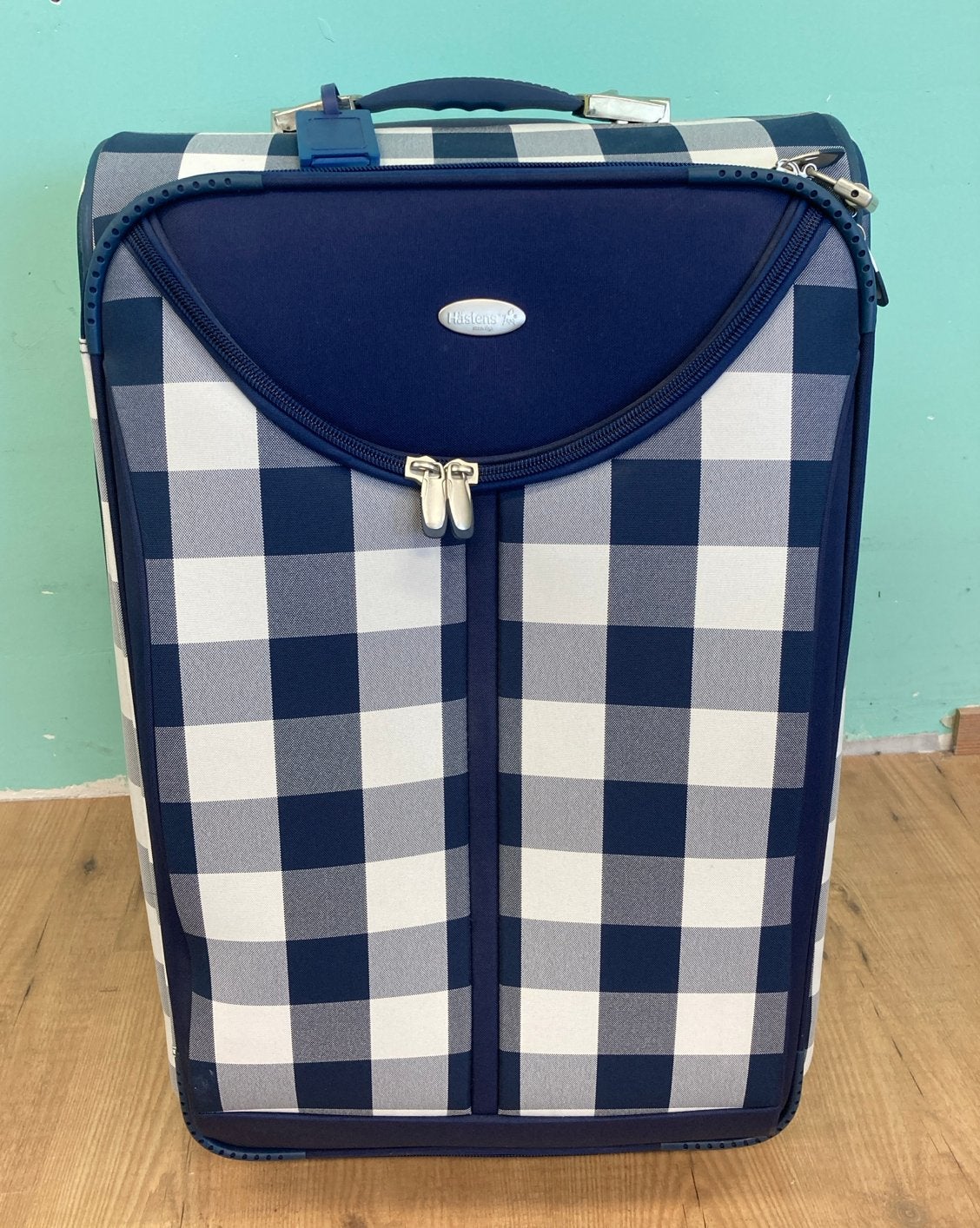 Hästens Reiskoffer Groot - 73cm Hoog - Blauw/Wit Geruit, Ophalen, 40 tot 60 cm, 30 cm of meer, Gebruikt