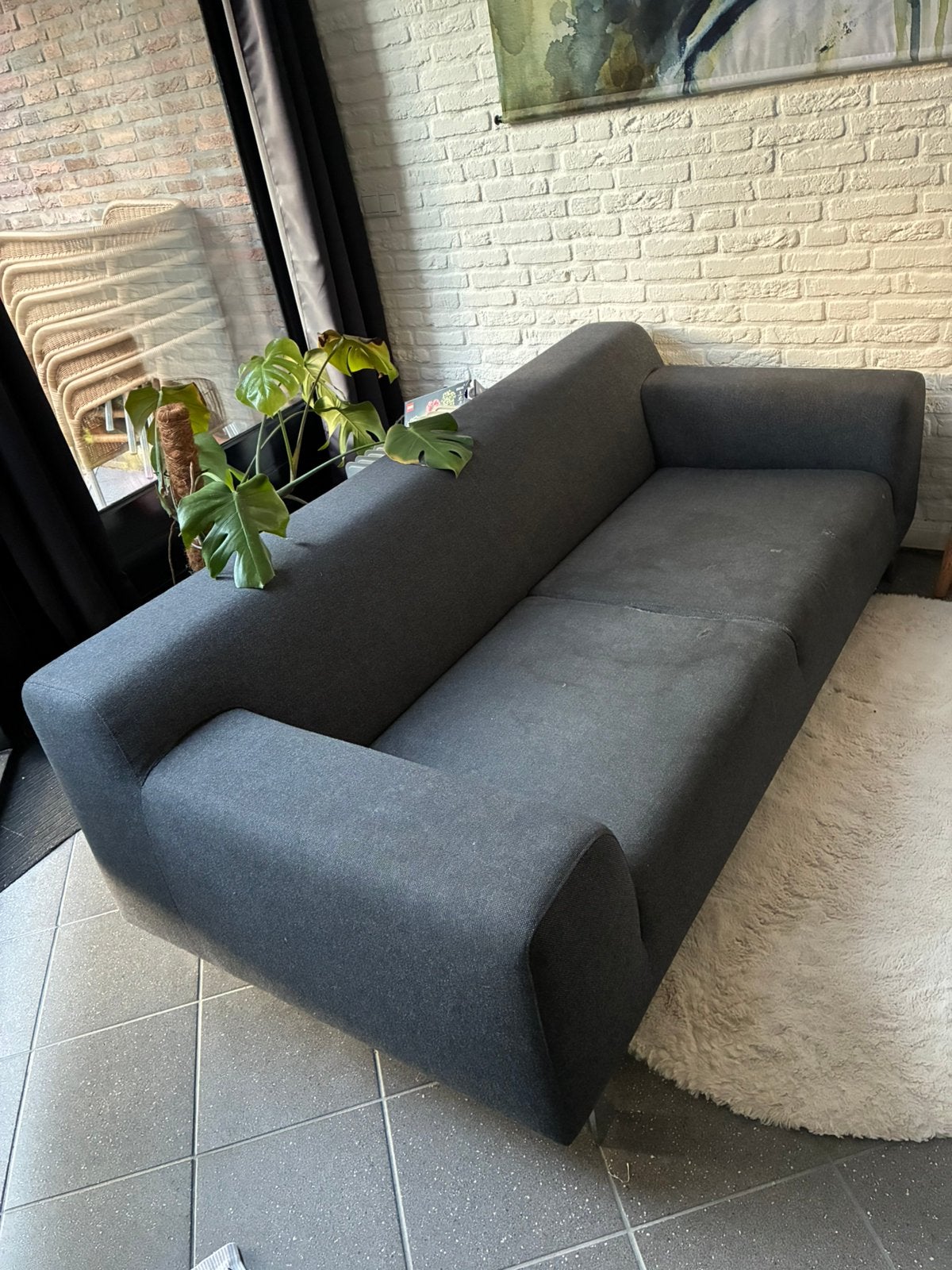Bank 2,5 zits blauwgrijs,  merk: Sur & Plus, Ophalen, Gebruikt, 150 tot 200 cm, Tweepersoons