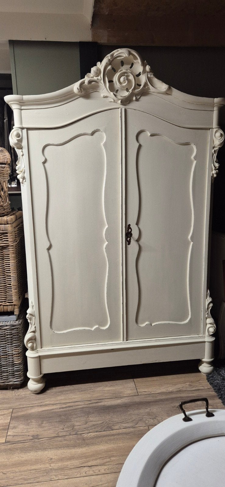 Prachtige Biedermeier kast - Crème wit, Ophalen