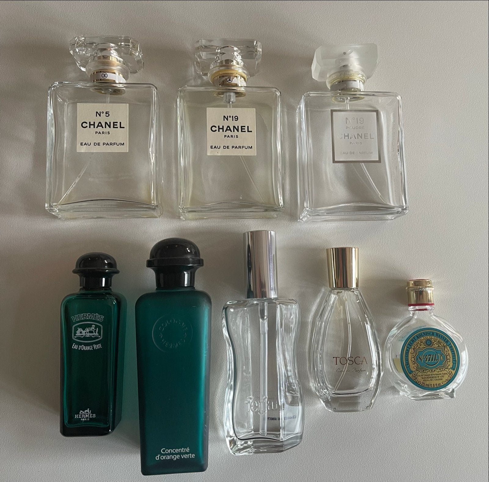 Lege parfumflesjes voor verzameling (o.a. Chanel, Hermès), Ophalen of Verzenden, Gebruikt, Parfumfles